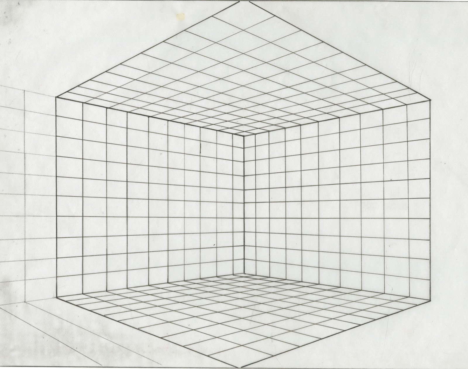 2 Point Perspective Grid Sketch Coloring Page
